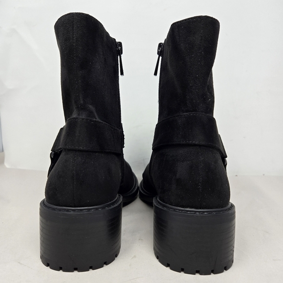 Splendid Samy Women's Boots Sz 8M Black Faux Suede Block Heel Moto Inspired - Picture 4 of 11